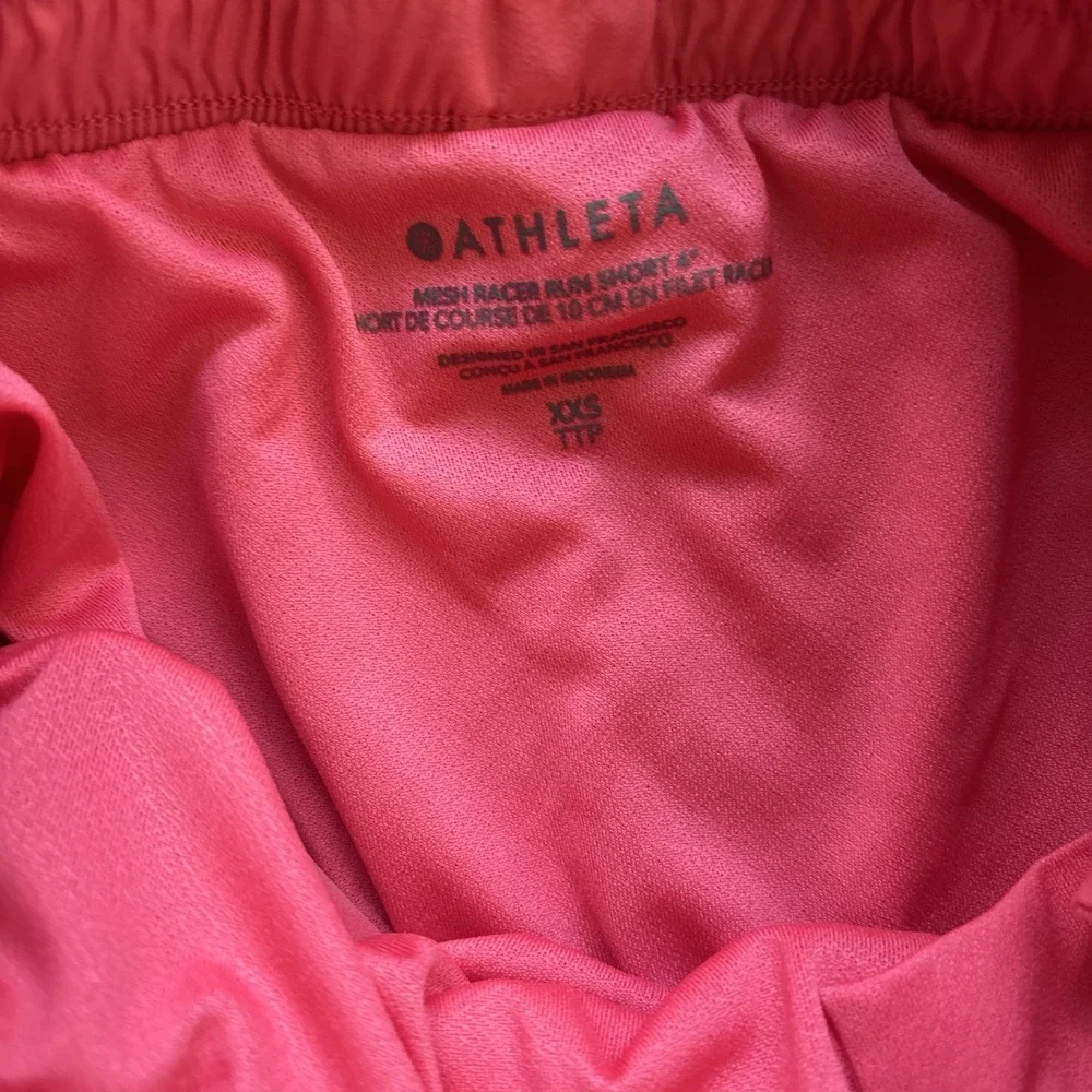 Athleta Size XXS Mesh Racer Run Shorts Mid Rise 4" Lined Teal & Pink Lot Of 2 - Picture 8 of 8